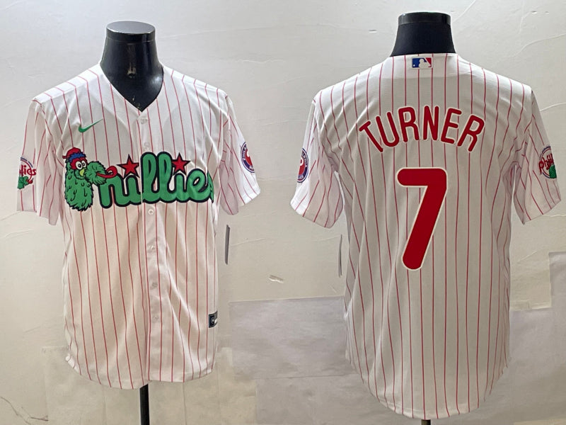 Men's Philadelphia Phillies Trea Turner #7 White Team Jersey