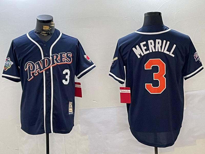 Men's San Diego Padres Jackson Merrill #3 Navy Jersey