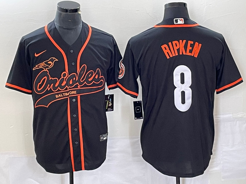 Men's Baltimore Orioles Cal Ripken #8 Black Jersey Joint Edition