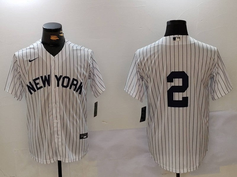 Men's New York Yankees Derek Jeter #2 White Name Jersey