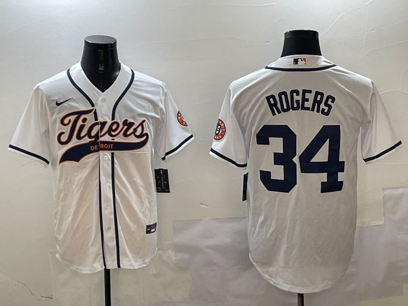 Men's Detroit Tigers Jake Rogers #34 White Jersey