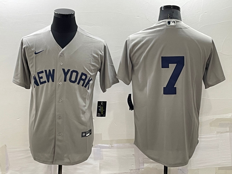 Men's New York Yankees Mickey Mantle #7 Gray Name Jersey