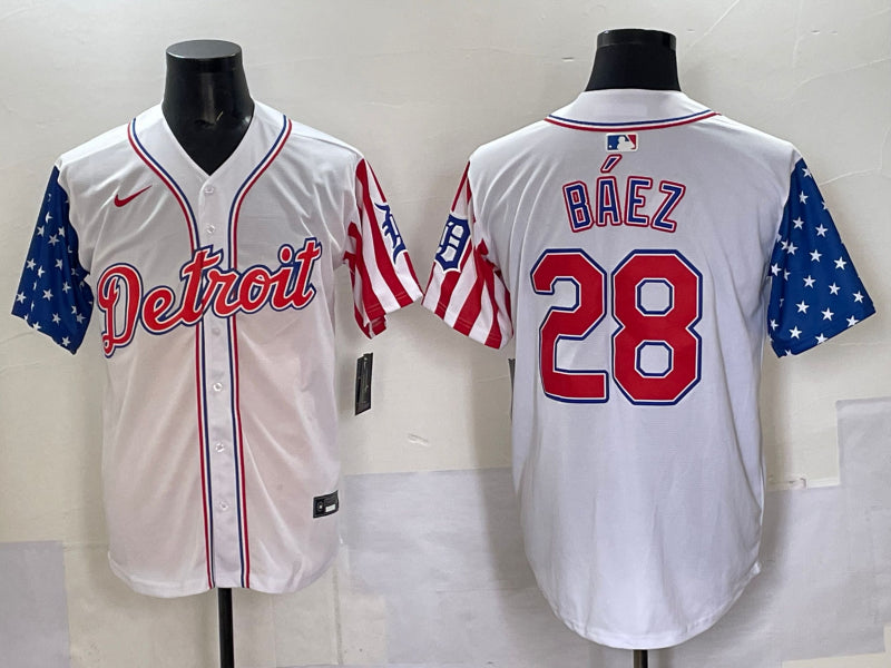 Men's Detroit Tigers Javier Baez #28 White Limited Jersey
