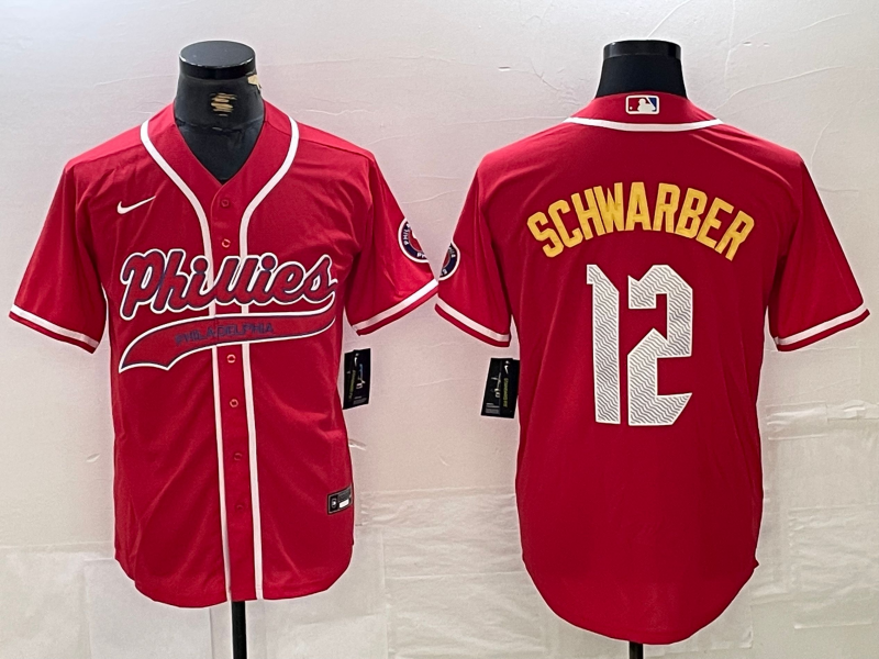 Men's Philadelphia Phillies Kyle Schwarber #12 Red Jersey Joint Edition