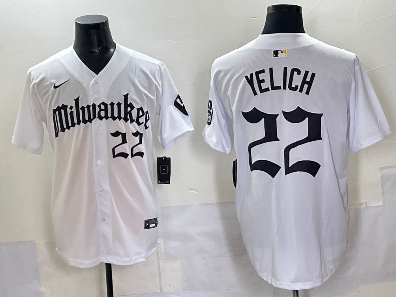Men's Milwaukee Brewers Christian Yelich #22 White Team Jersey