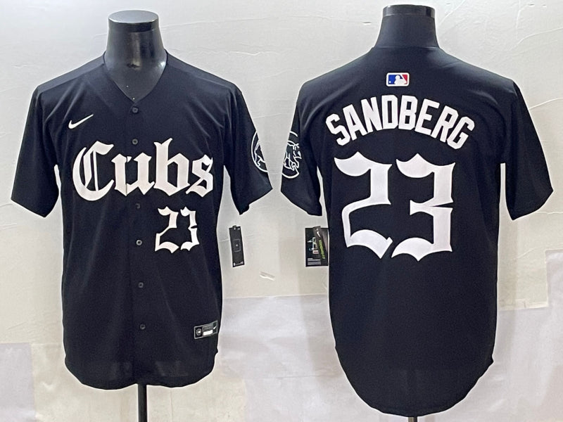 Men's Chicago Cubs Ryne Sandberg #23 Black Jersey