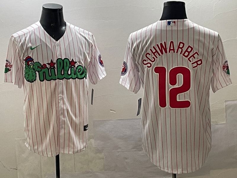 Men's Philadelphia Phillies Kyle Schwarber #12 White Team Jersey