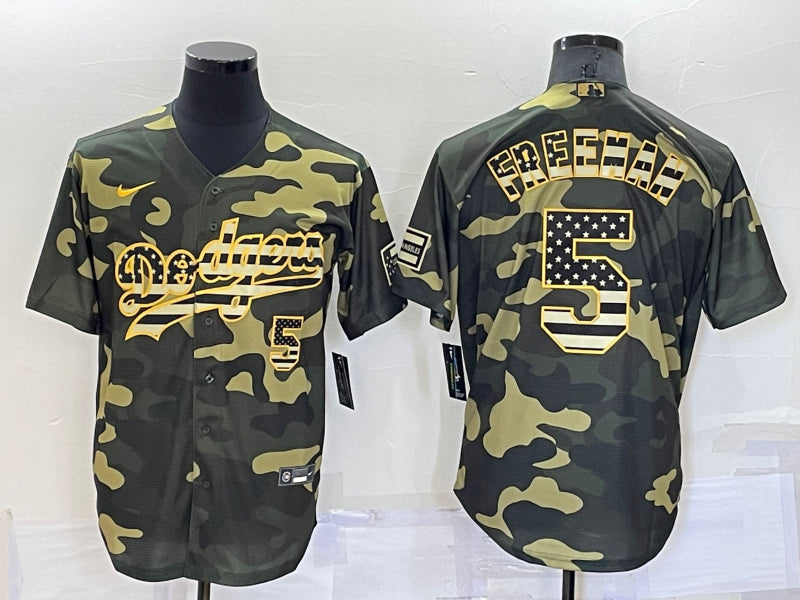 Men's Los Angeles Dodgers Freddie Freeman #5 Camouflage Baseball Jersey