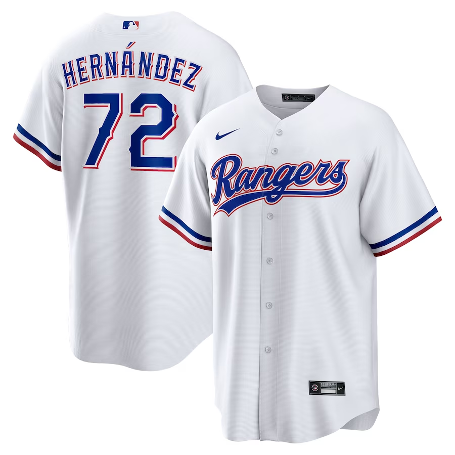 Men's Texas Rangers Jonathan Hernandez #72 White Home Jersey