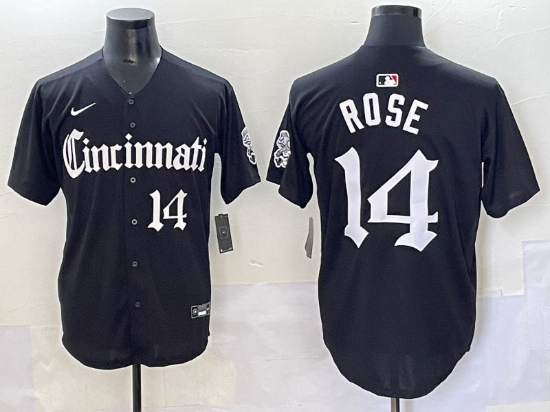 Men's Cincinnati Reds Pete Rose #14 Black Jersey