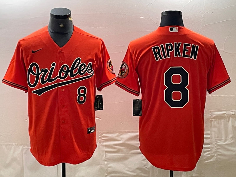 Men's Baltimore Orioles Cal Ripken Jr. #8 Orange Baseball Jersey