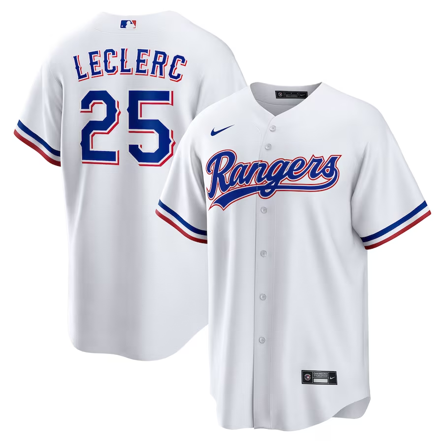 Men's Texas Rangers Jose Leclerc #25 White Home Jersey