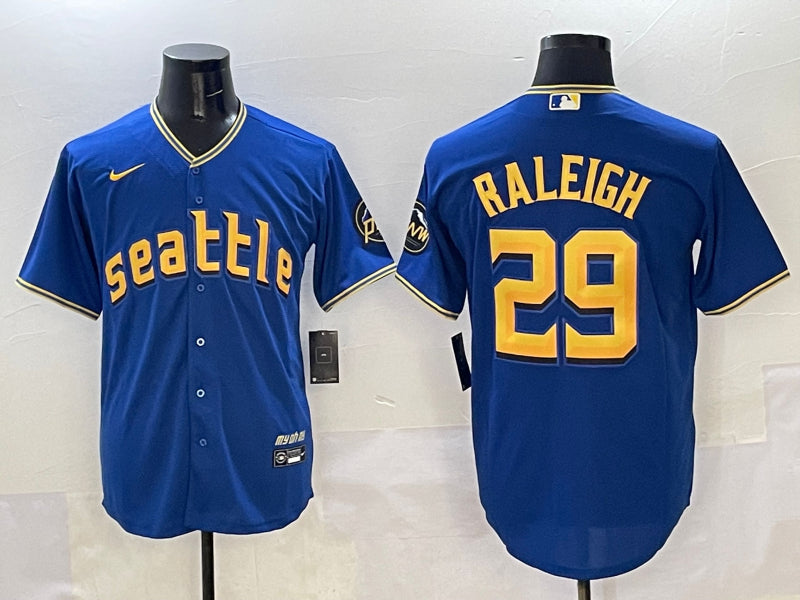 Men's Seattle Mariners Cal Raleigh #29 Blue City Connect Limited Jersey