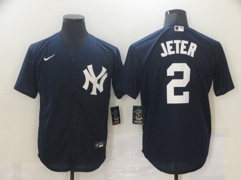Men's New York Yankees Derek Jeter #2 Navy Baseball Jersey