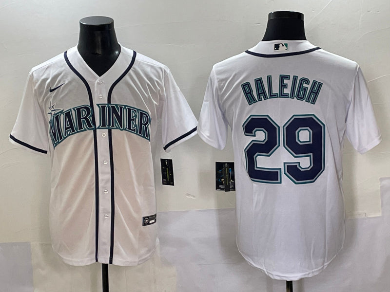 Men's Seattle Mariners Cal Raleigh #29 White Home Jersey