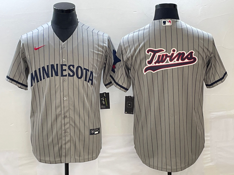Men's Minnesota Twins Gray Alternate Team Logo Jersey