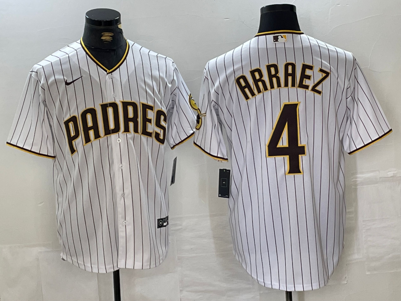 Men's San Diego Padres Luis Arraez #4 White Jersey
