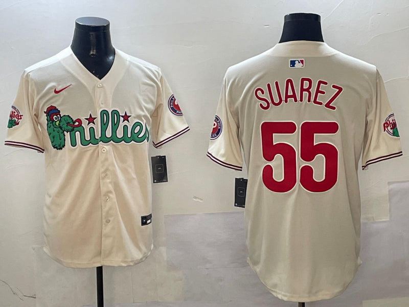 Men's Philadelphia Phillies Ranger Suarez #55 Cream Jersey