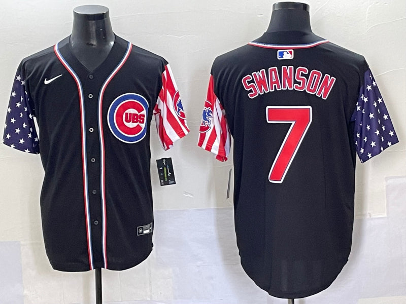 Men's Chicago Cubs Dansby Swanson #7 Black Jersey
