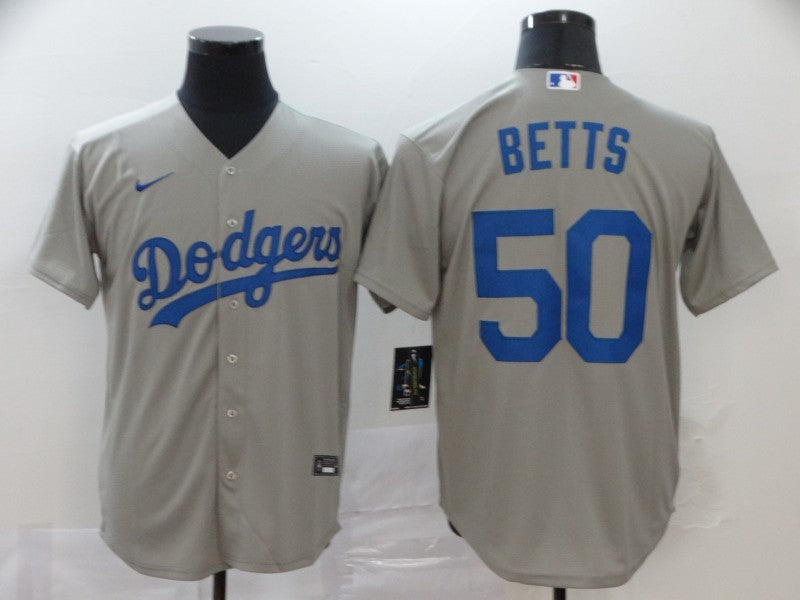 Men's Los Angeles Dodgers Mookie Betts #50 Gray Baseball Jersey
