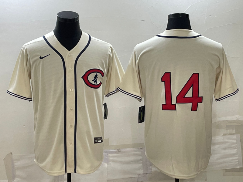 Men's Chicago Cubs Ernie Banks #14 Cream Name Jersey