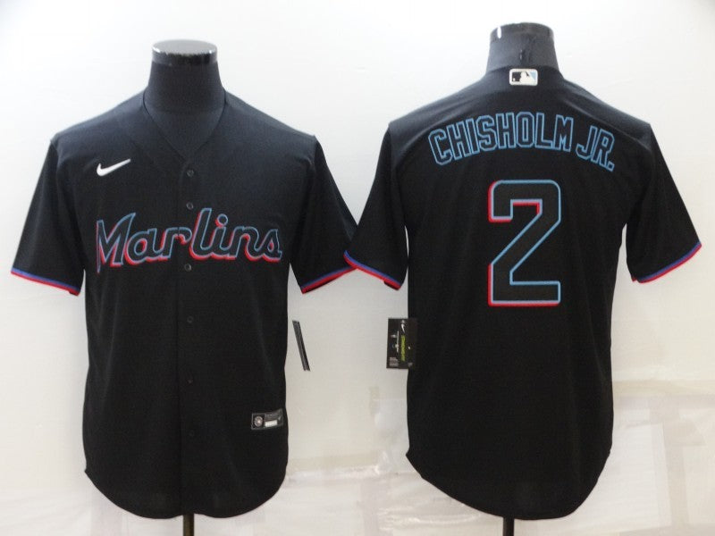 Men's Miami Marlins Jazz Chisholm Jr. #2 Black Baseball Jersey
