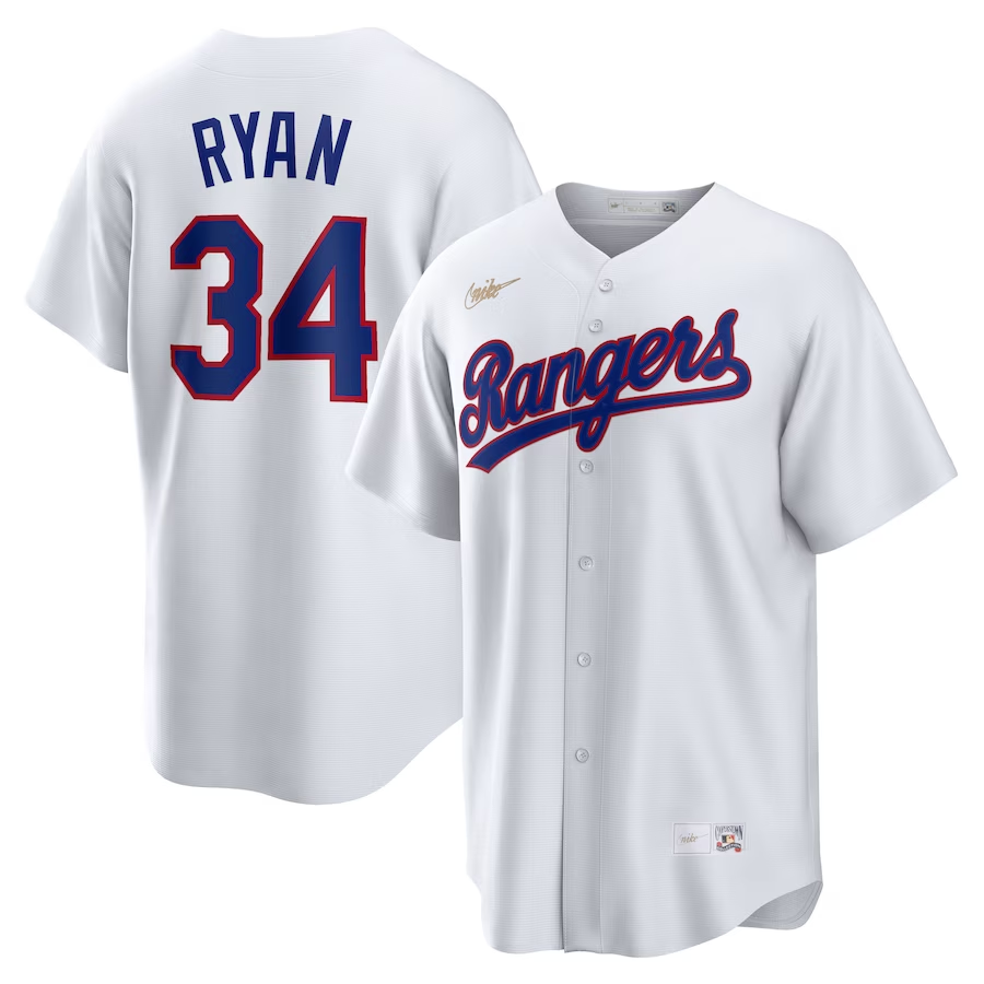 Men's Texas Rangers Nolan Ryan #34 White Home Cooperstown Collection Jersey