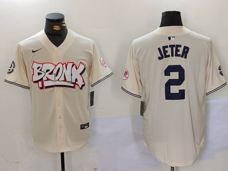 Men's New York Yankees Derek Jeter #2 Cream Limited Jersey