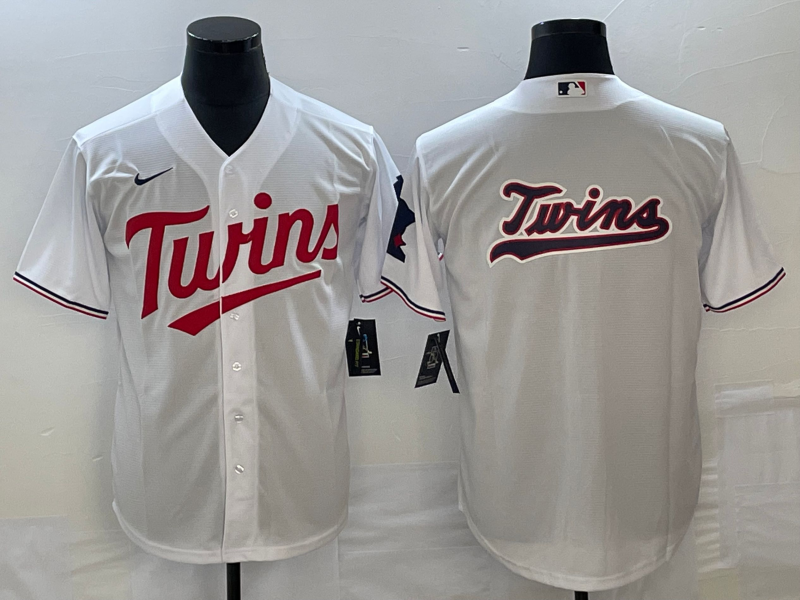 Men's Minnesota Twins White Home Team Logo Jersey