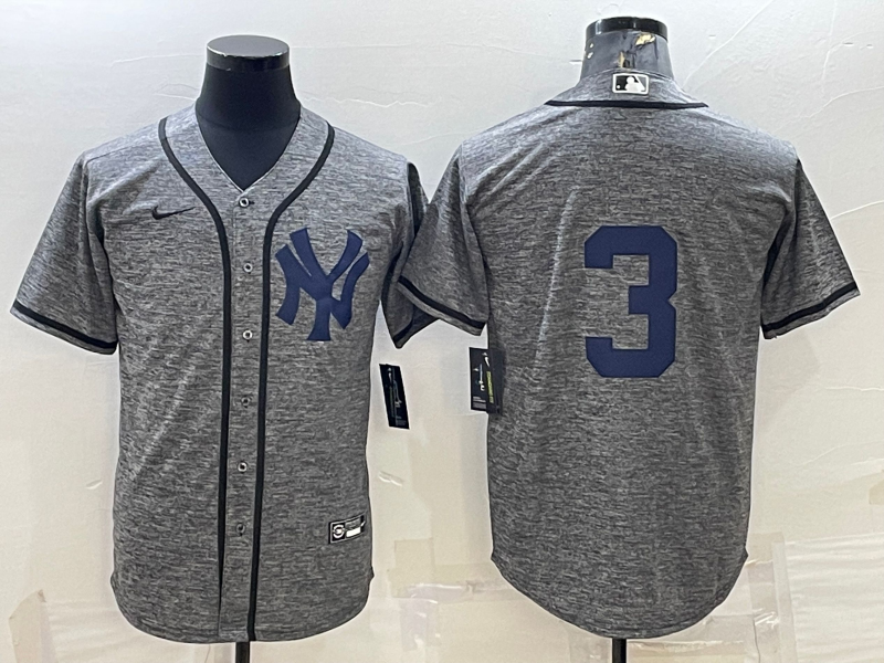 Men's New York Yankees Babe Ruth #3 Gray Name Jersey