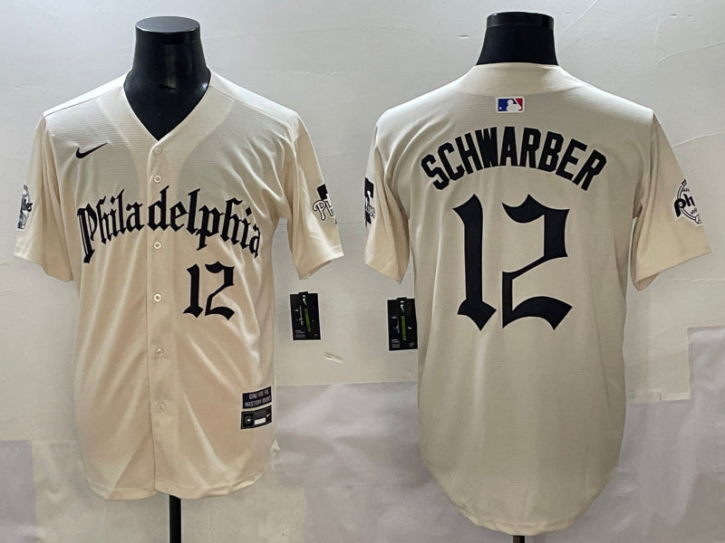 Men's Philadelphia Phillies Kyle Schwarber #12 Cream Limited Jersey