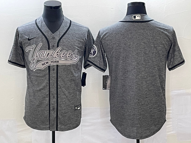 Men's New York Yankees Gray Blank Jersey Joint Edition
