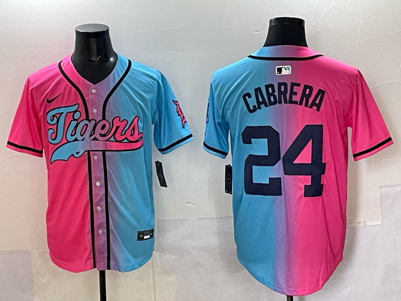 Men's Detroit Tigers Miguel Cabrera #24 Pink/Blue Jersey