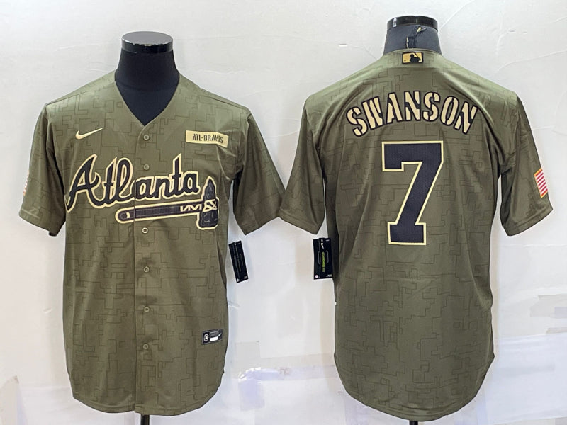 Men's Atlanta Braves Dansby Swanson #7 Brown Jersey