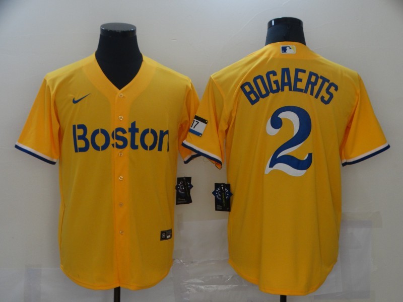 Men's Boston Red Sox Xander Bogaerts #2 Yellow Baseball Jersey