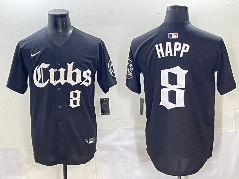 Men's Chicago Cubs Ian Happ #8 Black Jersey