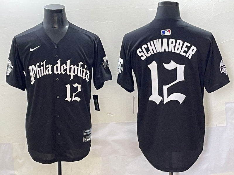 Men's Philadelphia Phillies Kyle Schwarber #12 Black Jersey