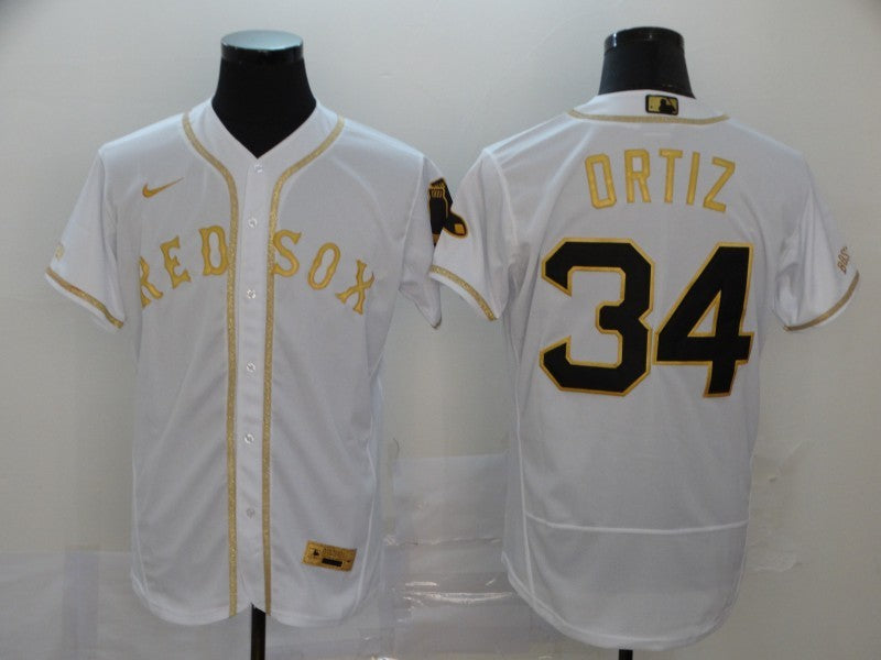 Men's Boston Red Sox David Ortiz #34 White Stitched Jersey
