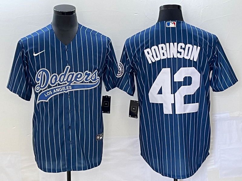 Men's Los Angeles Dodgers Jackie Robinson #42 Blue Jersey Joint Edition